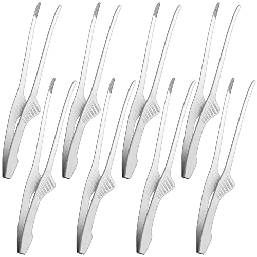 Korean Japanese Bbq Tongs Non, pack of 8, silver