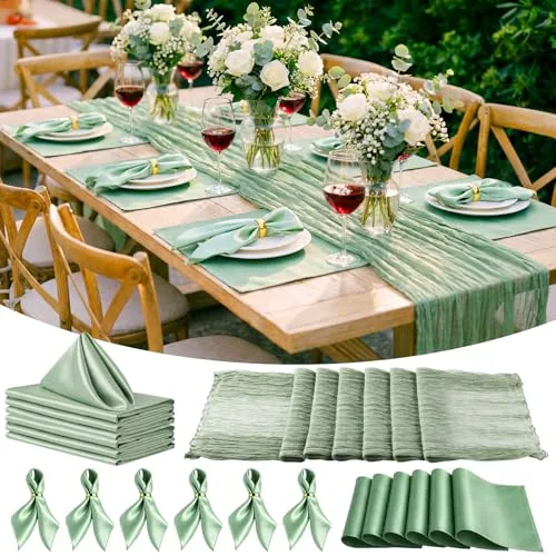 Sage Green Table Runner, pack of 19, green