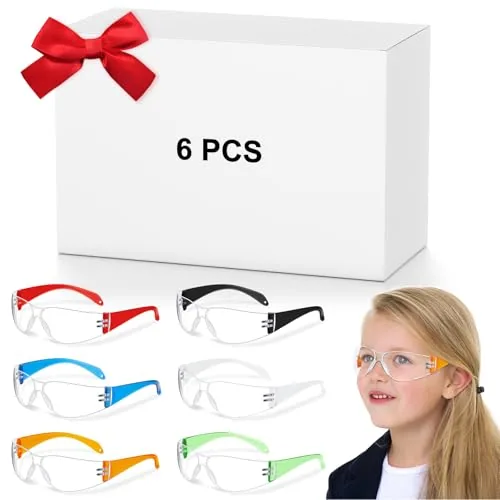 Safety Glasses Eye Protection Goggles, pack of 6, multicolor