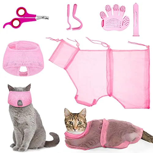 Cat Bathing Bag Grooming, pack of 5, pink