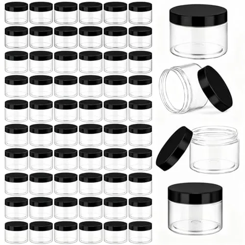 Plastic Jars Lids, 6 oz, pack of 60, black