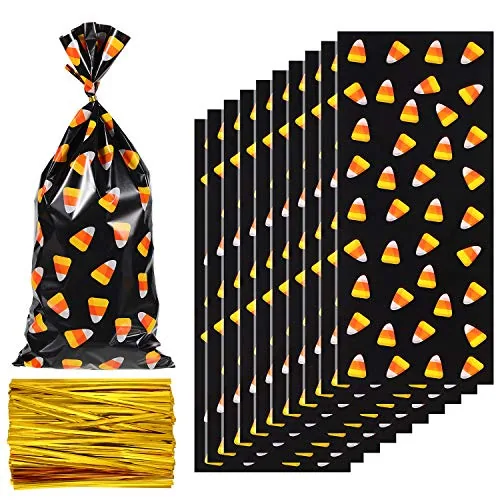 Halloween Corn Cellophane Bags Gold, gold