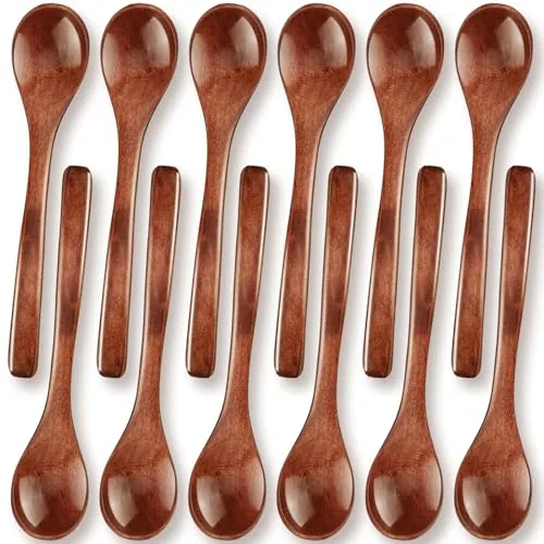 Small Wood Spoons Honey Tasting, 5 in, pack of 12, brown