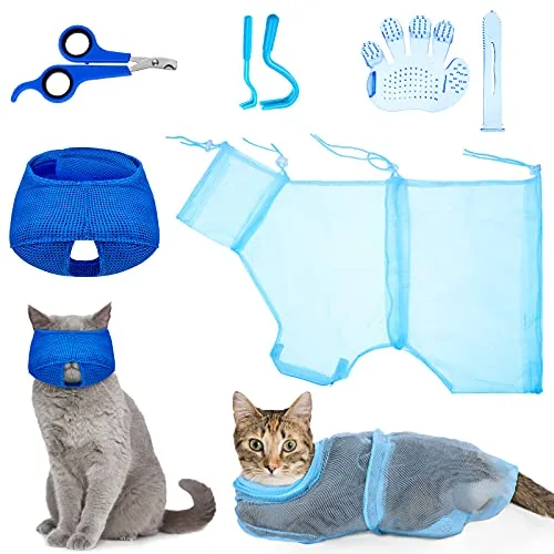 Cat Bathing Bag Grooming, pack of 5, blue