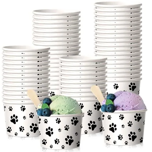 Paw Print Ice Cream Cups, 8 oz, pack of 50, black