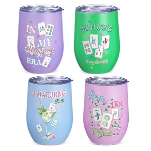 Mahjong Cup Tumbler Lid Straw, 12 oz