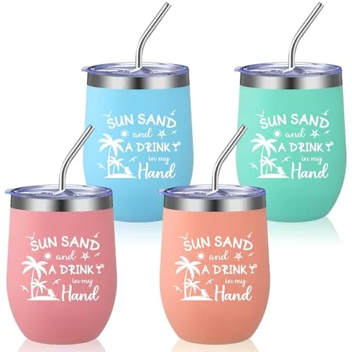Summer Beach Trip Tumbler Cups, pack of 4