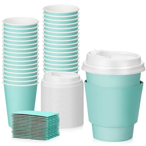 Disposable Coffee Cups Lids, 12 oz, pack of 48, green