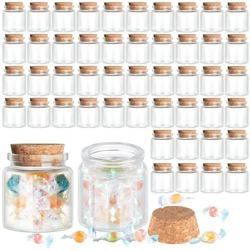 Small Glass Jars Cork Lids, 50ml, pack of 24