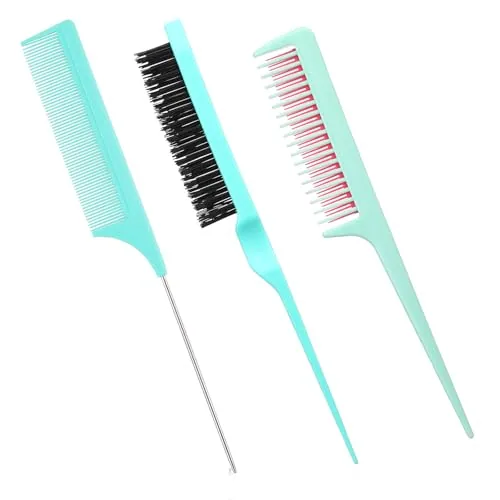 Hair Styling Comb Teasing Rat, pack of 3, green