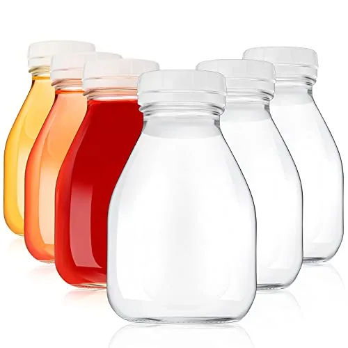 Glass Milk Bottles Lids, 16oz, pack of 6
