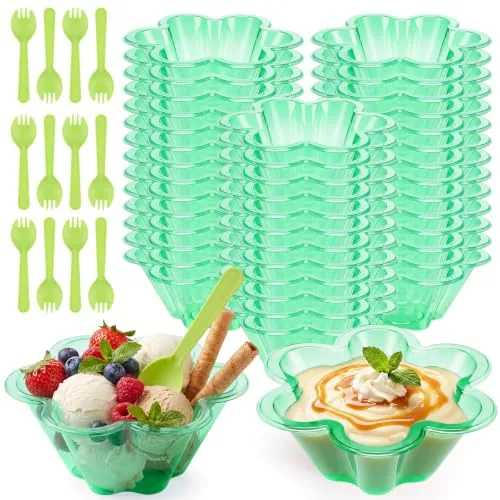 Green Desset Cups Spoons Ice, 8 oz, pack of 100, green