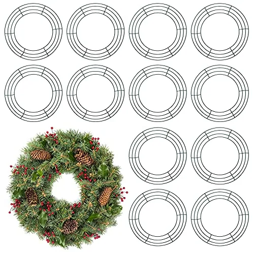 Metal Wreath Frame Form Dark, 8 in, pack of 12, green