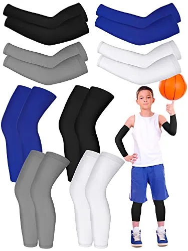 Arm Leg Sleeve Non Slip, 8 pairs, white