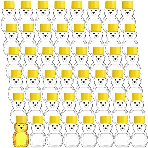 Plastic Honey Bear Bottles Lids, 2 oz, pack of 48, clear