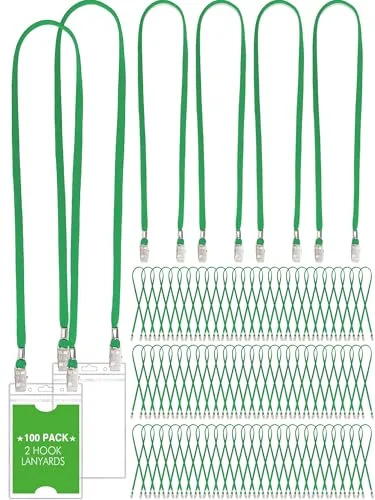 Double Clip Lanyards Face Mask, pack of 100, green