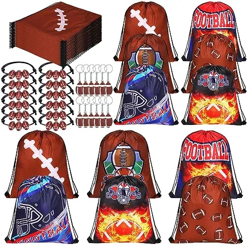Football Party Favors Drawstring Bags, pack of 36