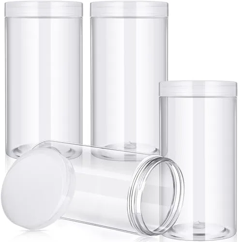 Wide-mouth Plastic Container, 32 oz, pack of 4, clear