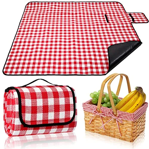 Picnic Basket Blanket Outdoor Camp, red