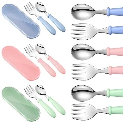 Toddler Utensils Fork Spoon Case, pack of 9, blue
