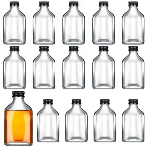 Small Glass Bottles Caps Mini, 100 ml, pack of 16, clear
