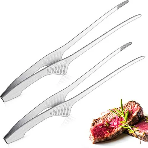 Korean Japanese Bbq Tongs Non, pack of 2, silver