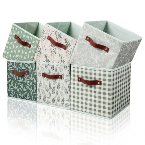 Sage Green Cube Storage Bins, 11 in, pack of 6, green