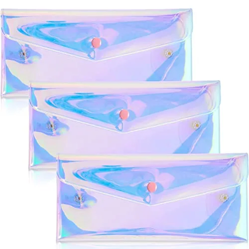 Holographic Makeup Bag Iridescent Pencil, pack of 3, clear