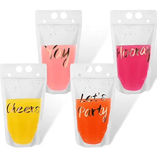 Drink Pouches Straws Reclosable Zipper, 17 oz, pack of 20