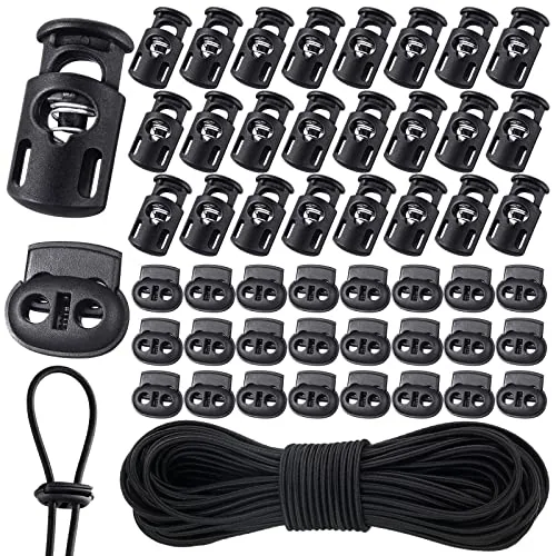 Cord Locks Spring Toggles Shock, pack of 50, black