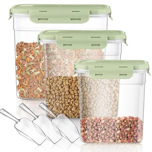 Dog Cat Food Storage Containers, pack of 6, green