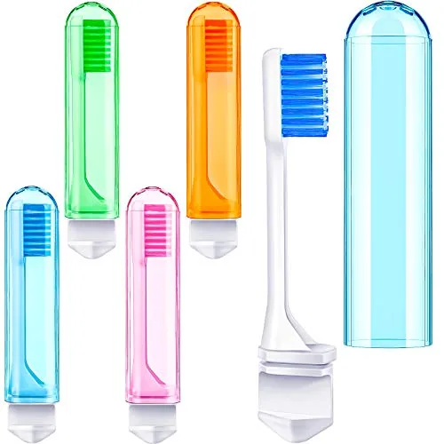 Travel Toothbrush Mini Foldable Case, pack of 4, bright