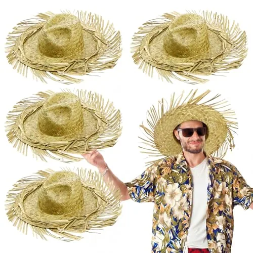 Puerto Rico Straw Hat Hawaii, pack of 4, blue