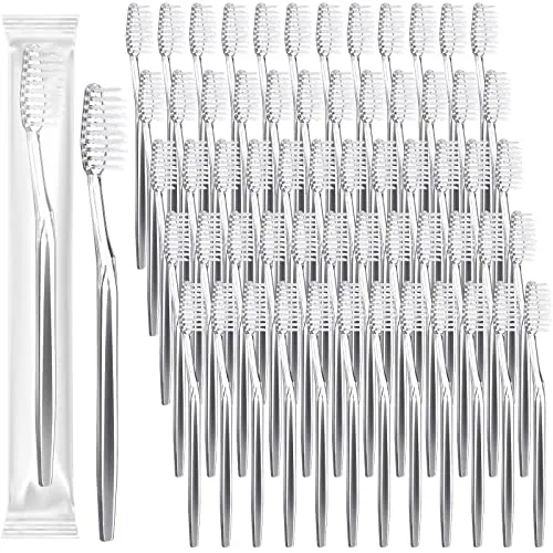 Individually Wrapped Toothbrush Disposable Travel, pack of 100, silver