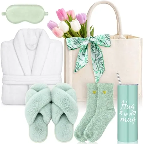 Birthday Spa Robe Slippers Self, pack of 7, green