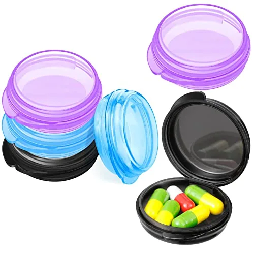Small Pill Box Organizer Case, pack of 6, black