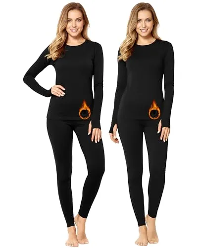 Thermal Underwear Fleece Lined Base, pack of 2, black