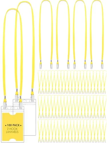 Double Clip Lanyards Face Mask, pack of 100, yellow