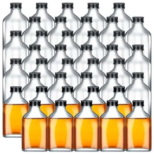 Small Glass Bottles Caps Mini, 200 ml, pack of 60, clear
