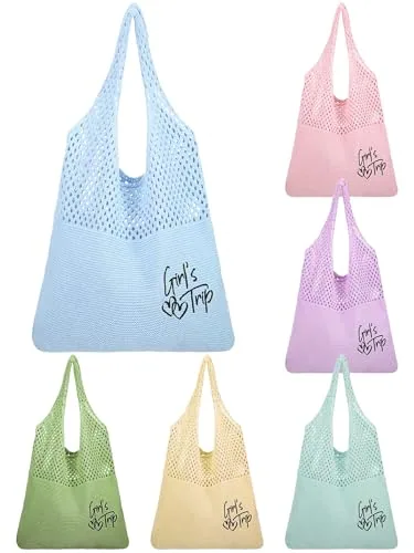 Trip Embroidered Beach Mesh Tote, pack of 6