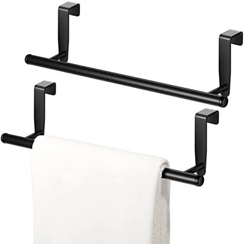 Over Cabinet Towel Holder, 9 in, pack of 2, black