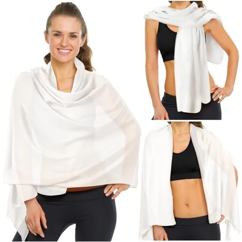 Sun Shawl Protection Beach Travel, 71 x 28 in, white