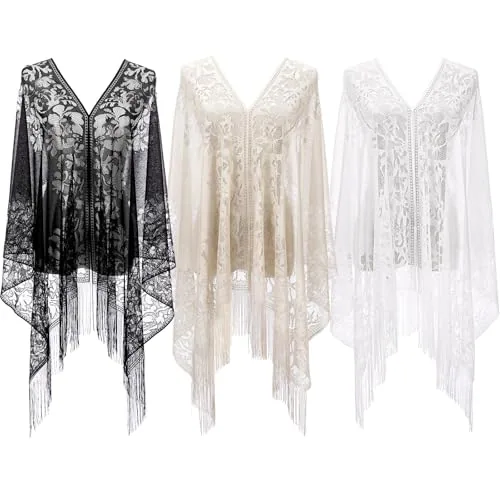 Lace Shawls Wraps Evening Dresses, pack of 3