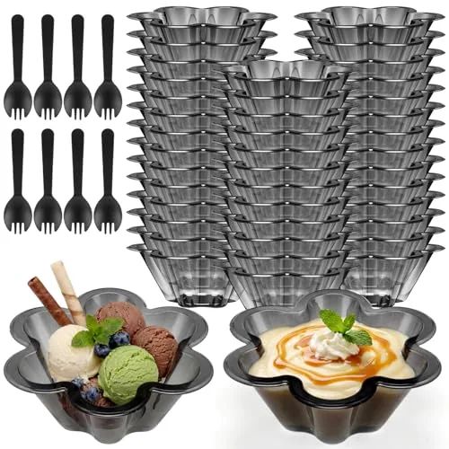 Black Desset Cups Spoons Ice, 8 oz, pack of 100, black