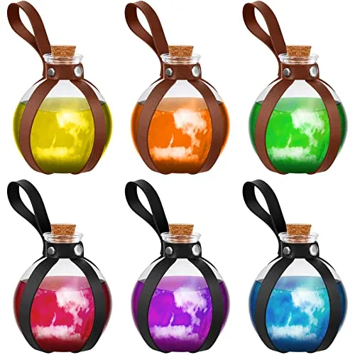 Halloween Glass Potion Bottles Cork, pack of 6, black