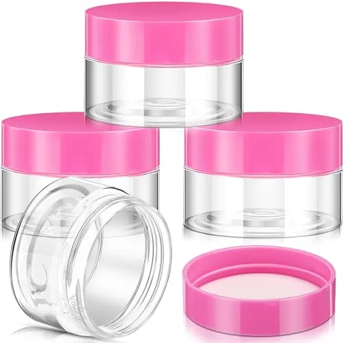 Plastic Jars Wide Mouth Lids, 1 oz, pack of 4, pink