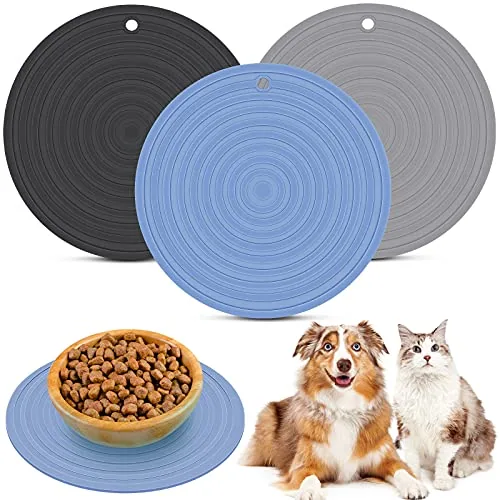 Silicone Pet Food Mat Feeding, 9.5 in, pack of 3, blue