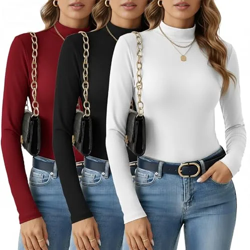Thermal Turtleneck Tops, pack of 3, black