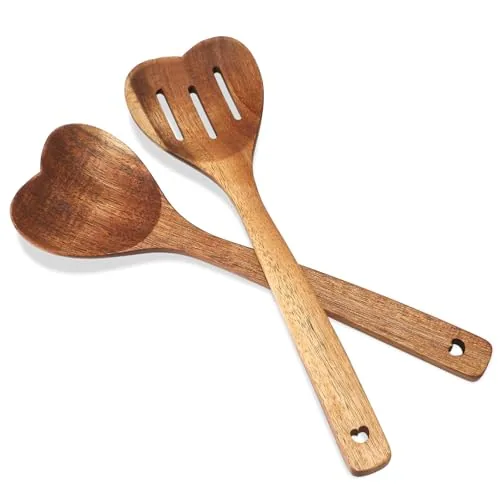 Wooden Heart Spoon Cooking Acacia, pack of 2