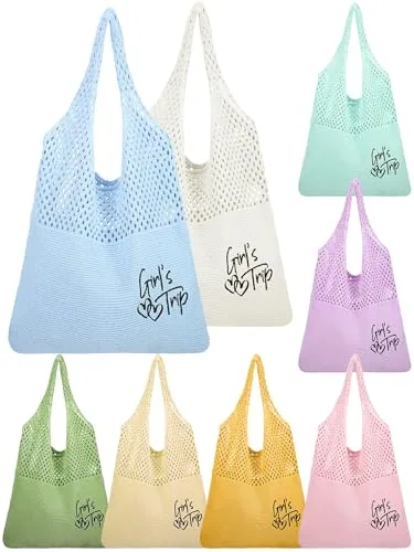 Trip Embroidered Beach Mesh Tote, pack of 8